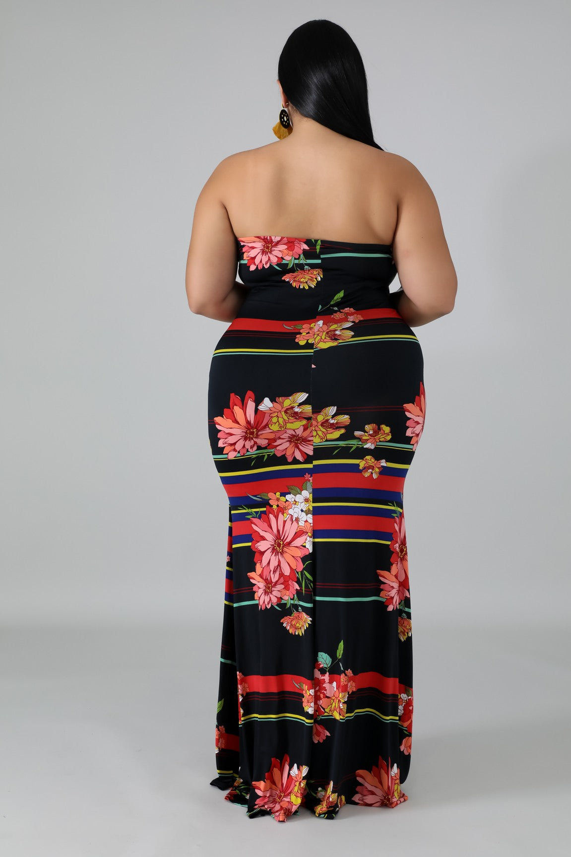 plus size hawaii mermaid maxi tube dress