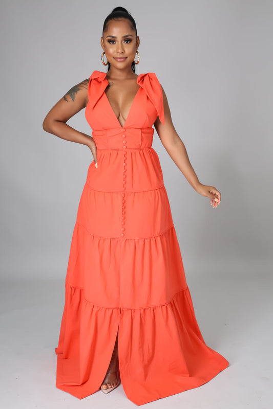 "In the Clouds" Strapped Front Slit Maxi Dress