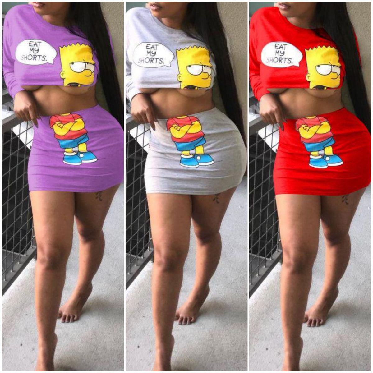 "eat my shorts" the simpsons bart simpson mini skirt set