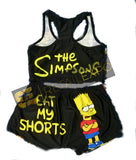 "the simpsons" themed mini shorts & racerback top set