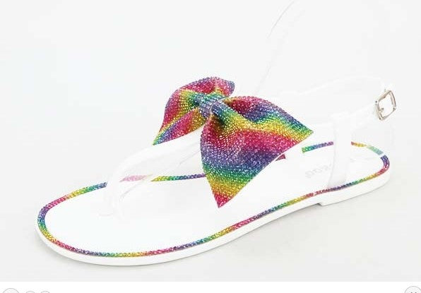 rainbow bowtie sandals