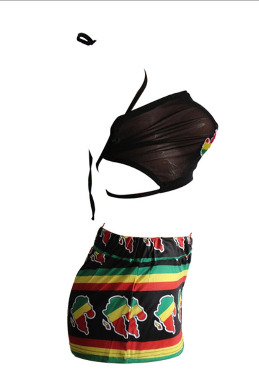 rasta/reggae two piece shorts set