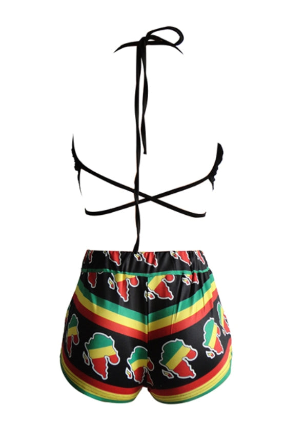 rasta/reggae two piece shorts set