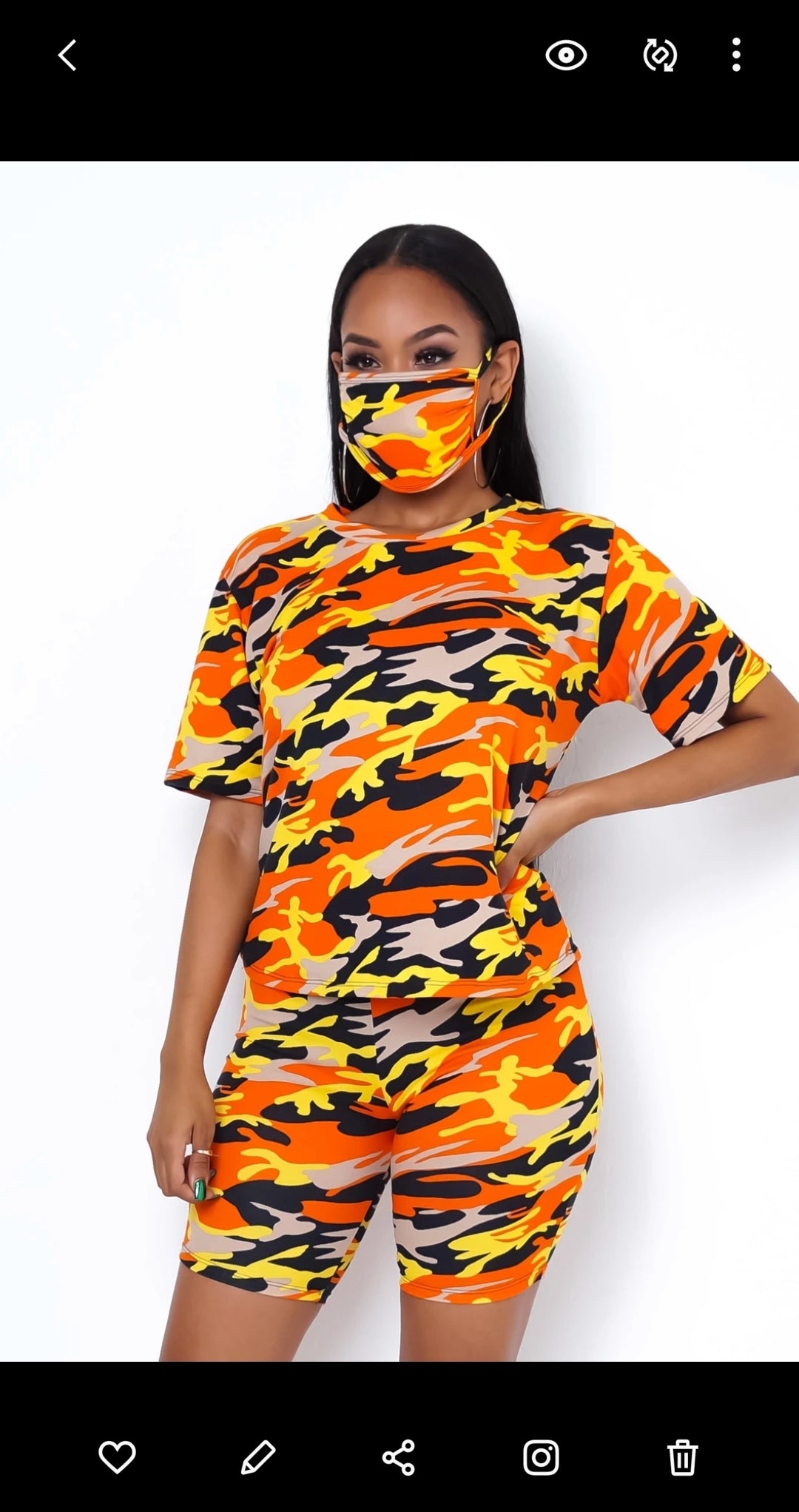 3-piece camo biker shorts set