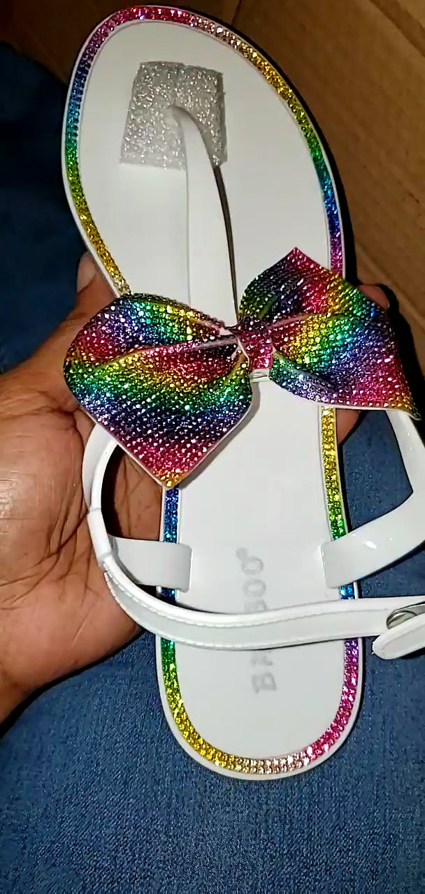rainbow bowtie sandals