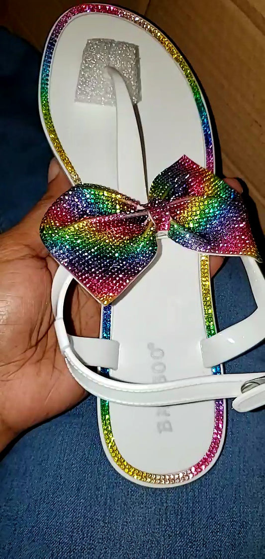 rainbow bowtie sandals
