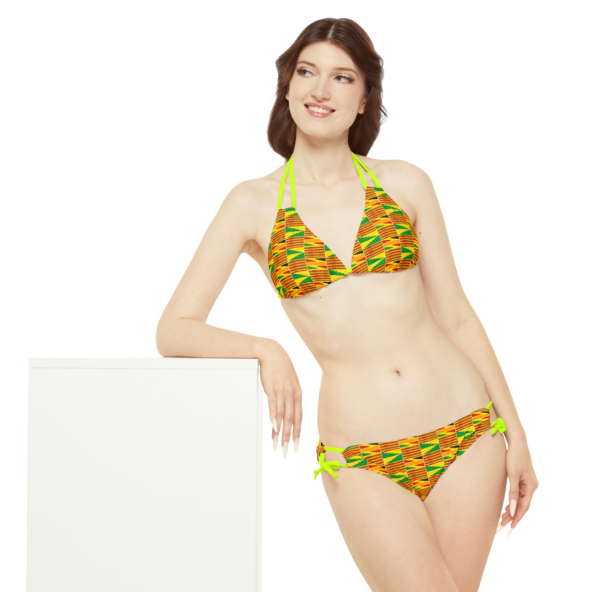 Kente Print Strappy Bikini Set