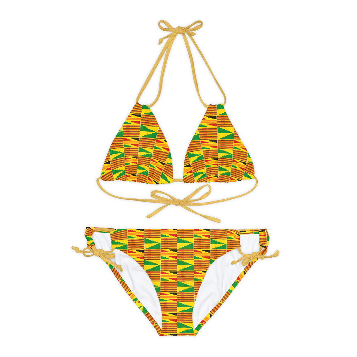Kente Print Strappy Bikini Set