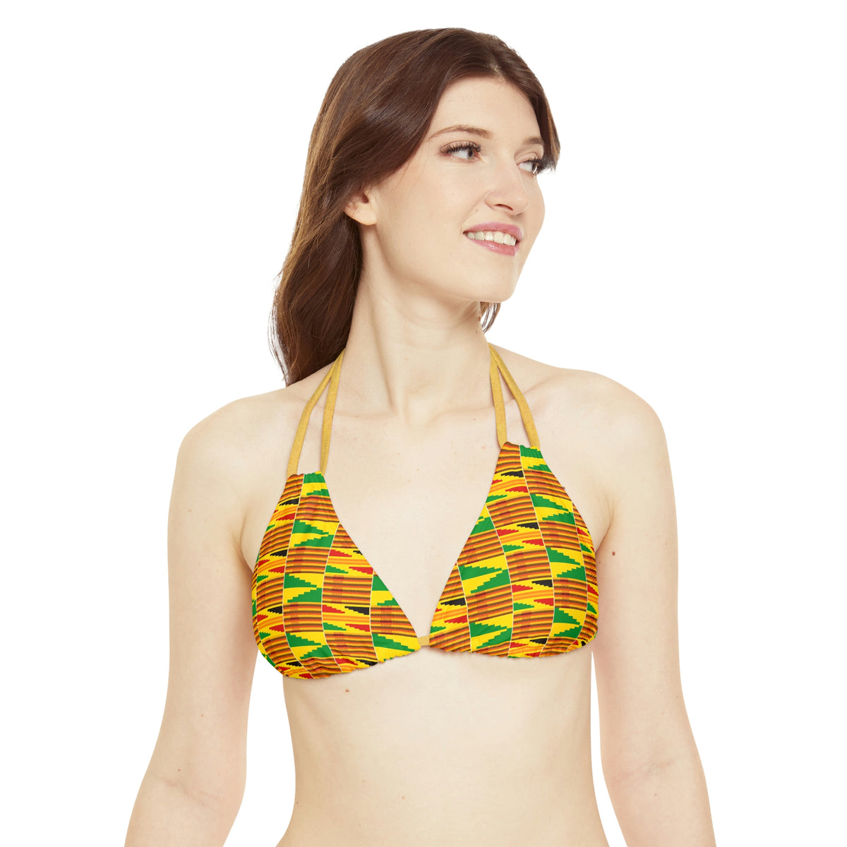 Kente Print Strappy Bikini Set