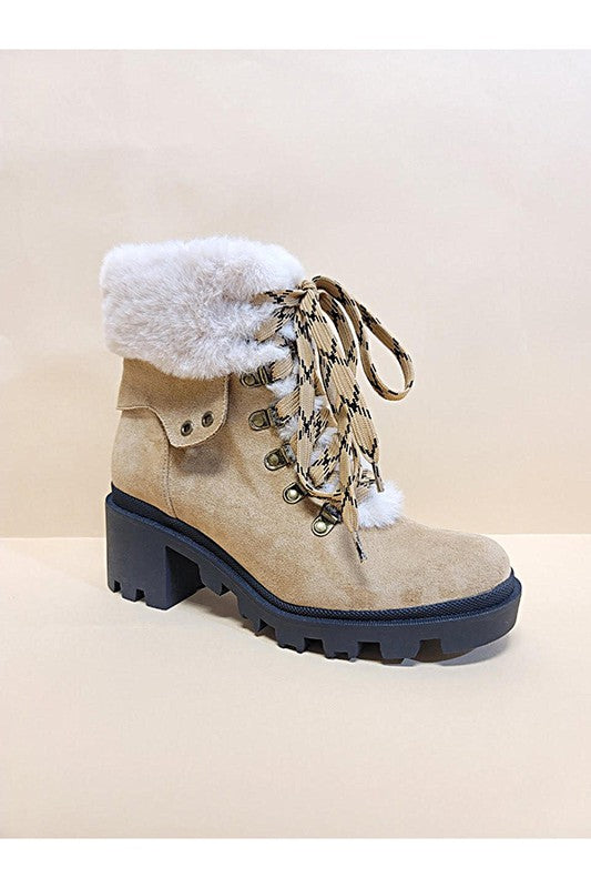 Fur Laced Up Booties