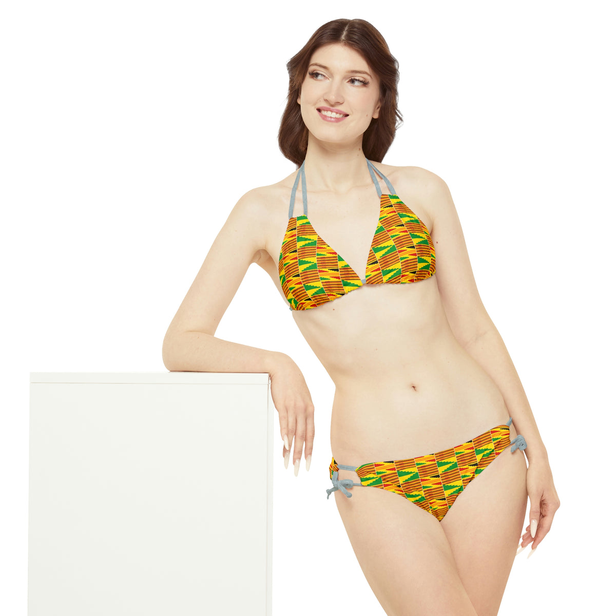 Kente Print Strappy Bikini Set