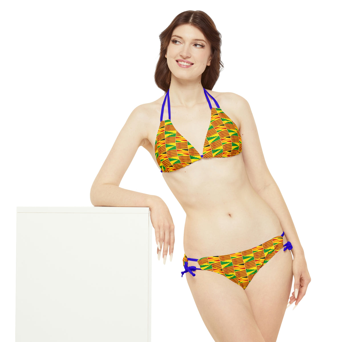 Kente Print Strappy Bikini Set