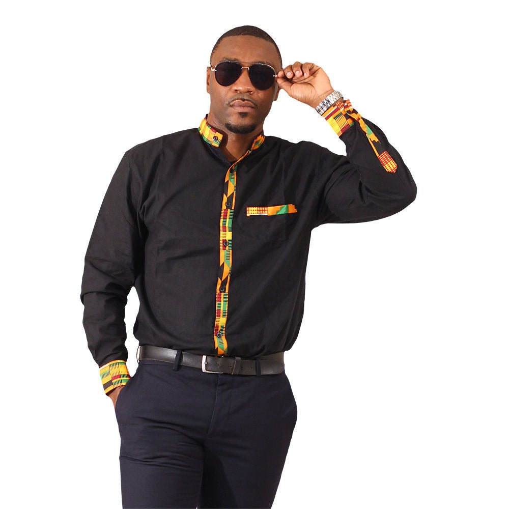kente dress shirt Black Pan Africa Kente Dashiki Shirt / Dashiki Dress - African print top