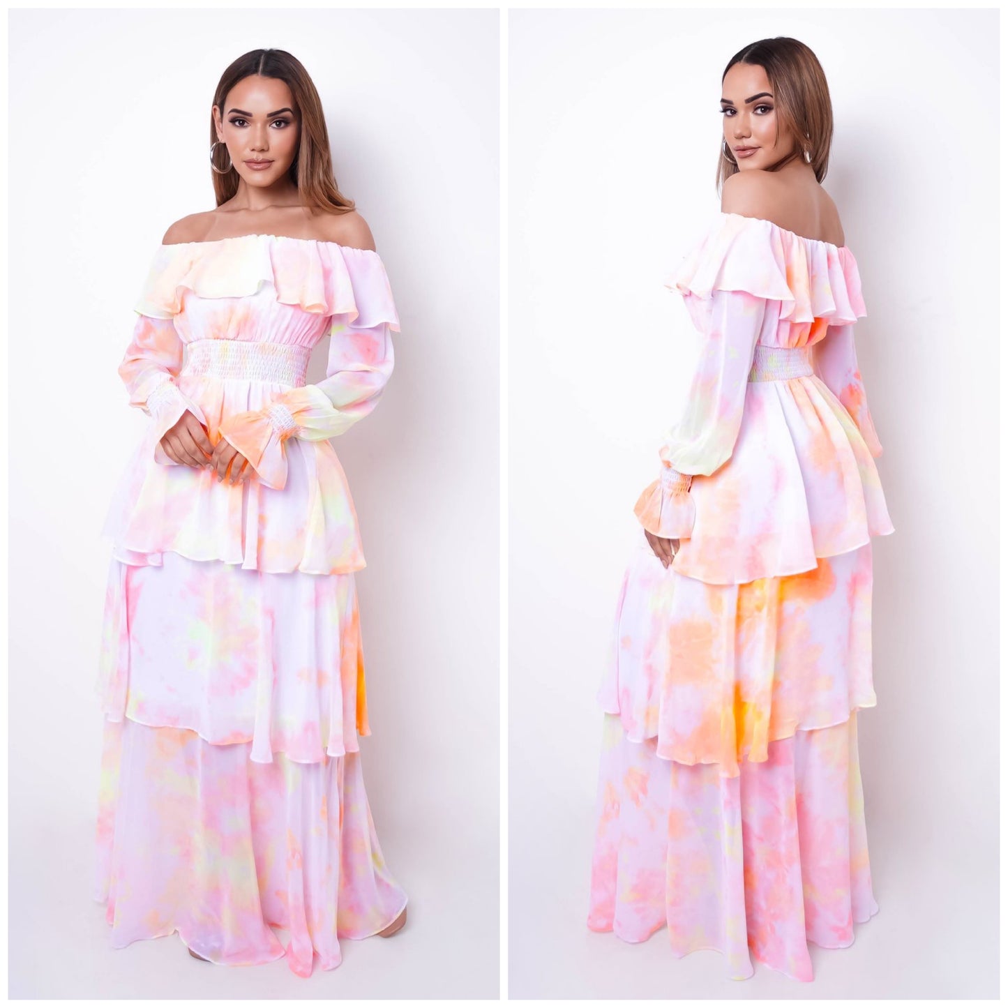 elegant tiered maxi dress