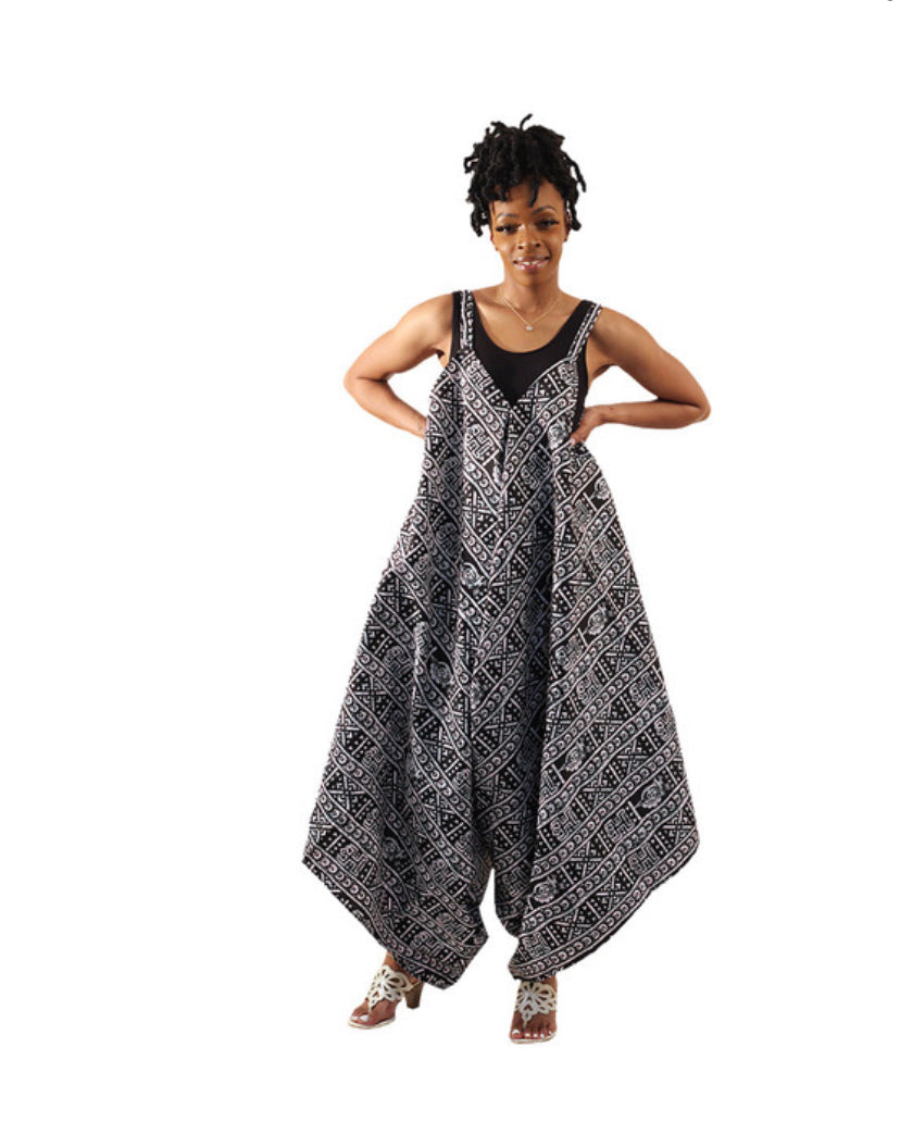 African Tribal Print Loose Jumpsuit