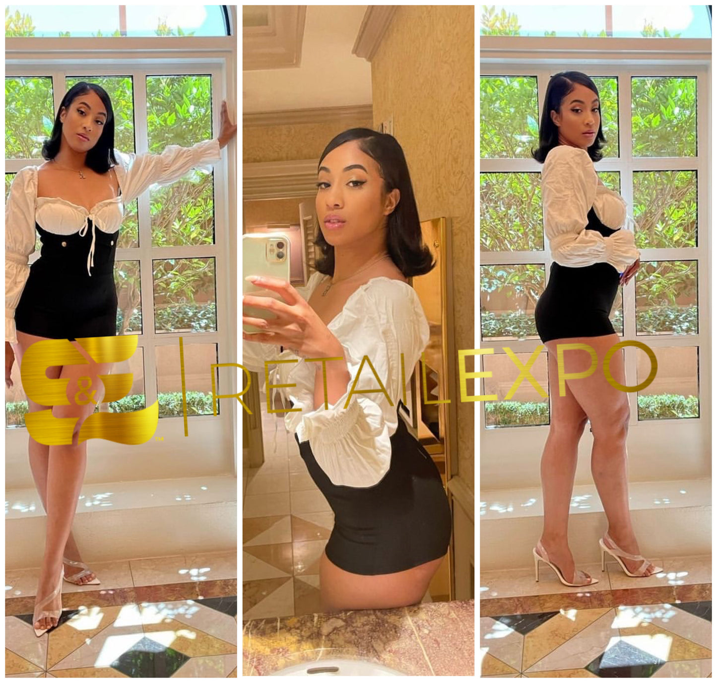 bubble sleeve bustier romper