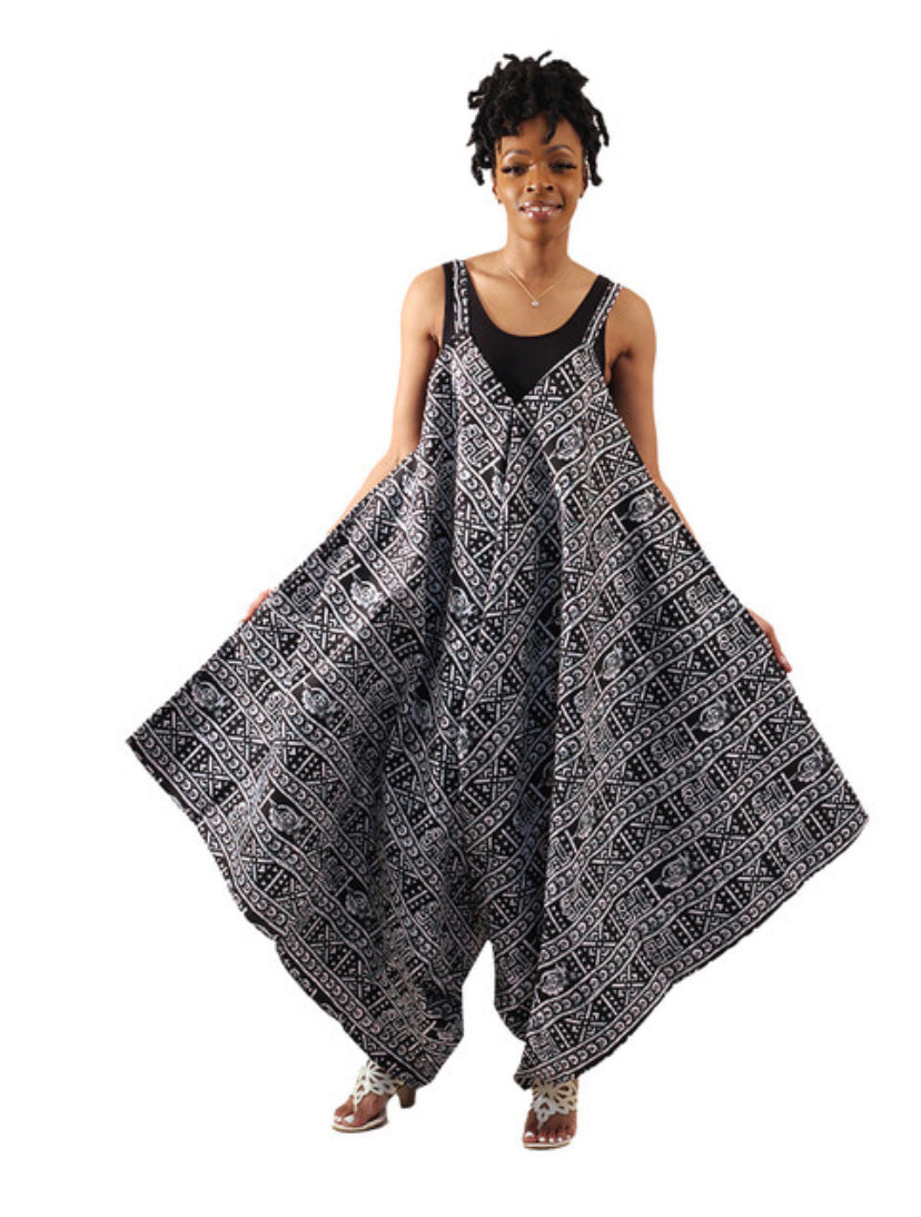 African Tribal Print Loose Jumpsuit