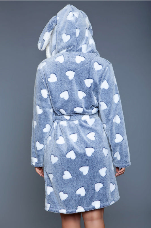 dusty blue heart shaped bunny ears lounge robe