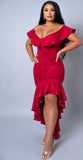 Red “Tango” High Low Ruffled Dress