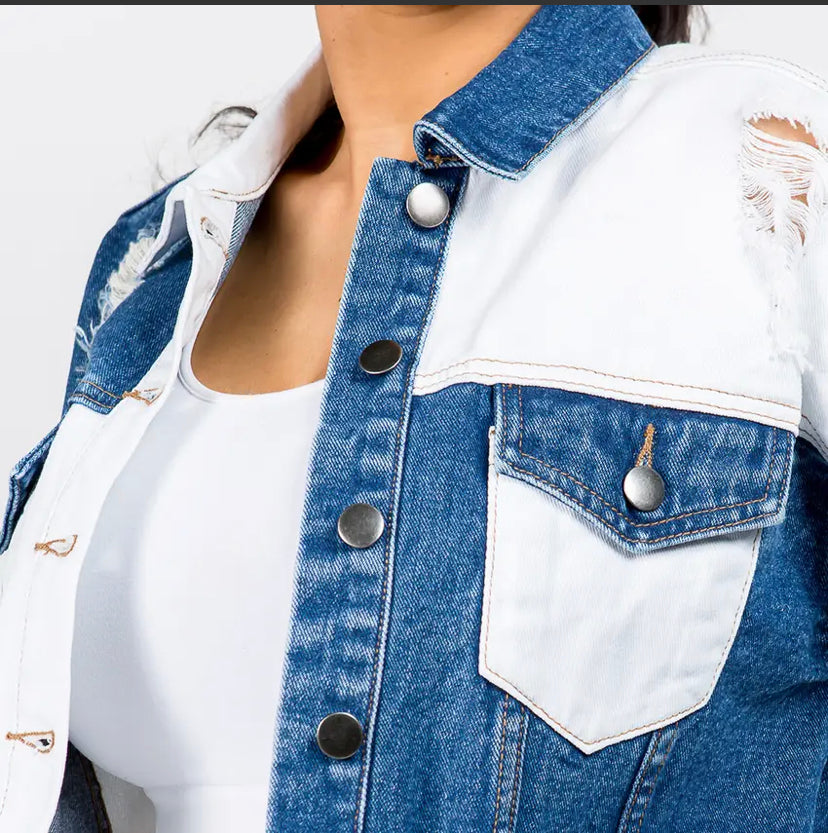 color patched denim jacket