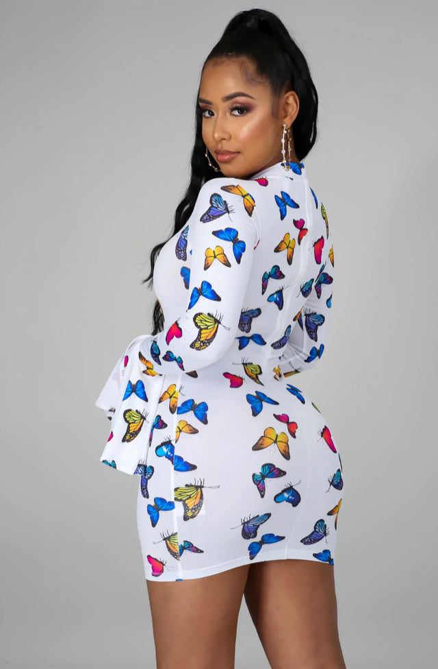 “He Gives Me Butterflies” Long Sleeve Mini Dress