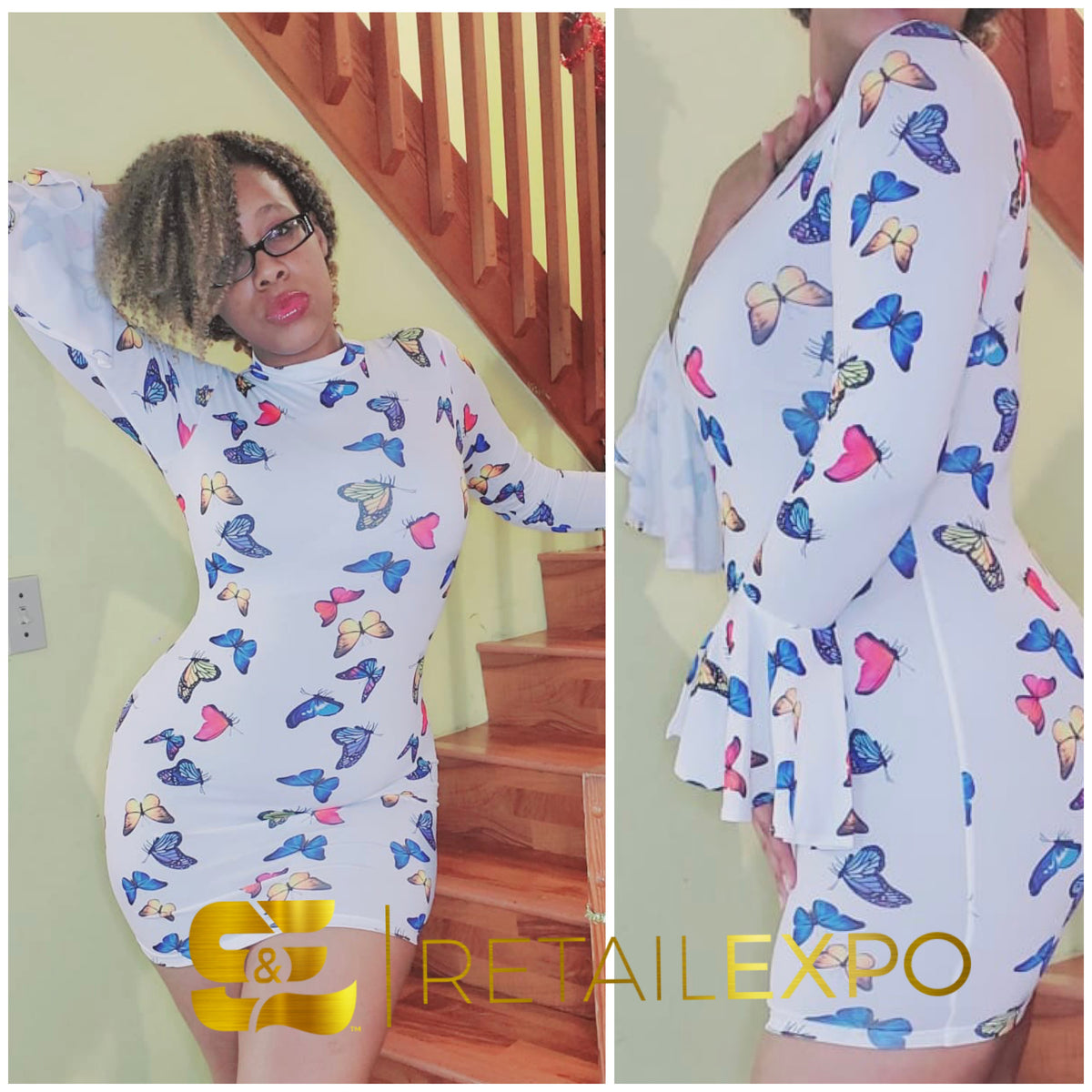 “He Gives Me Butterflies” Long Sleeve Mini Dress