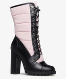 pink & black laced up bootie