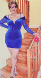 Sexy Blue Velvet Dress