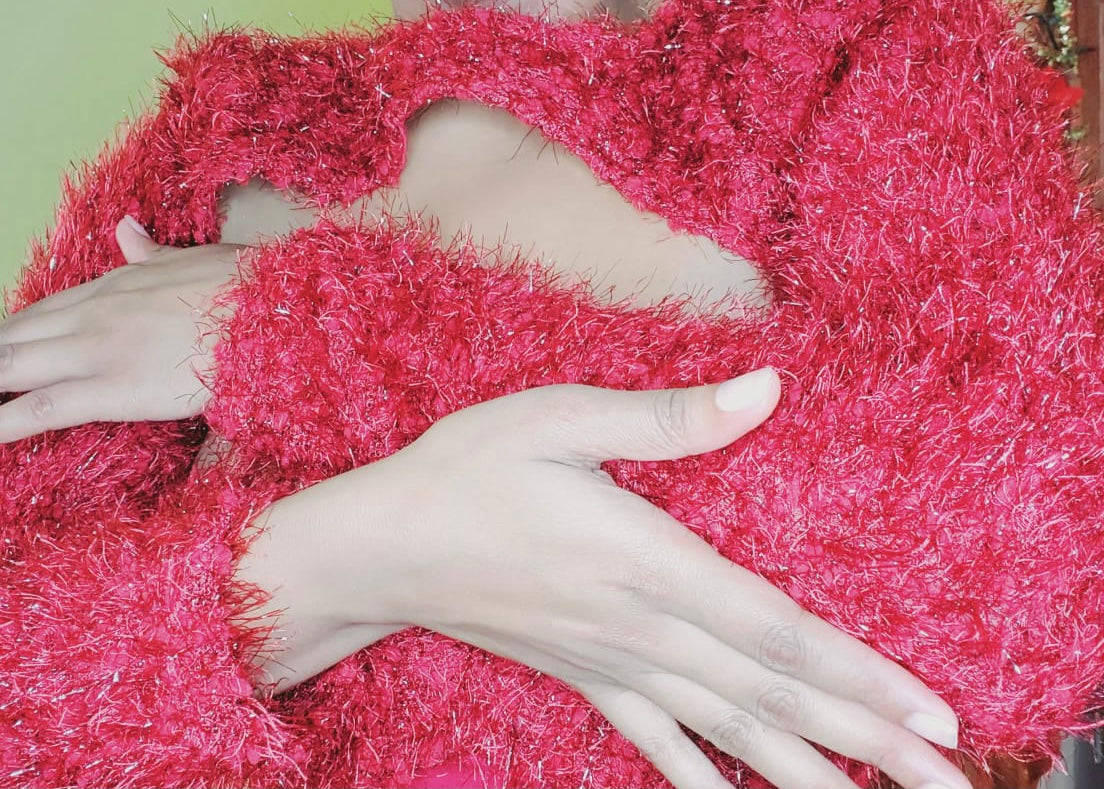 Holiday Fuzzy Red Cropped Cardigan & Mini Dress Set