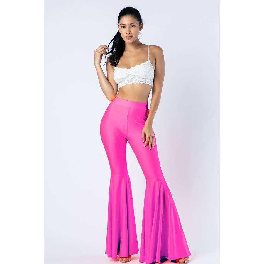 sexy & sleek metallic bell bottom pants