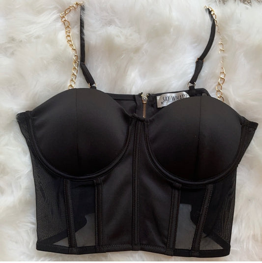 sexy black corset top & mini skirt set