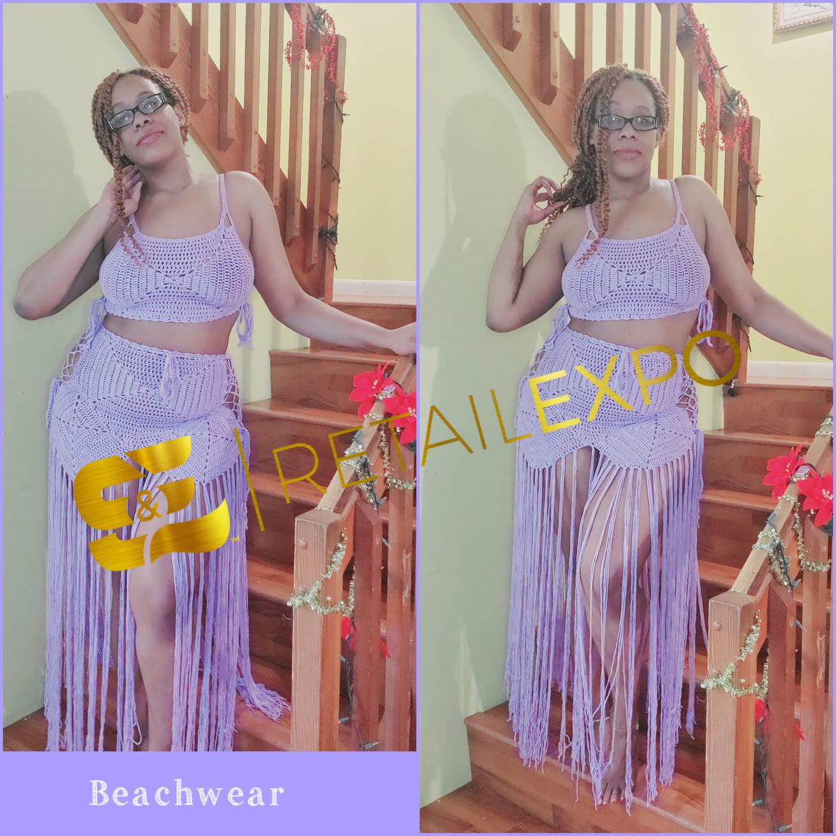 crochet fringe skirt set