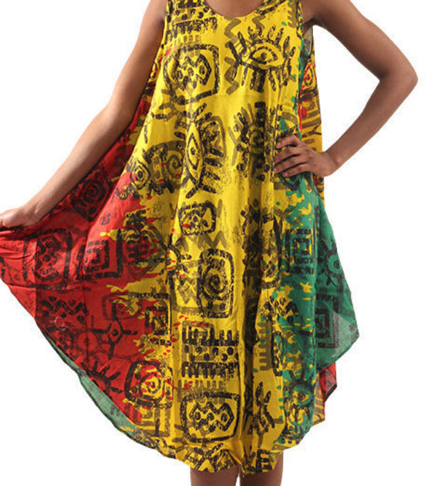 sleeveless umbrella wrap dress with head wrap (design 1 of 3)