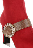 Asagao Diamante & Rhinestones Strap Boots-3 Colors