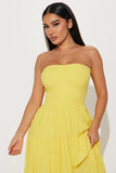 Yellow Tube Smocked Top Maxi Dress