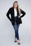 Plus Size Black/Charcoal Solid Open Front Cardigan