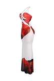 Shell & Mesh Floral Coverup  & Thong Swimwear Maxi Dress