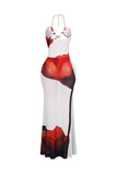 Shell & Mesh Floral Coverup  & Thong Swimwear Maxi Dress