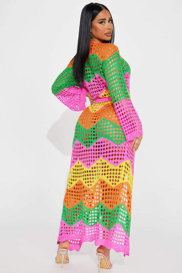 Pink Multi Long Cardigan/Kimono