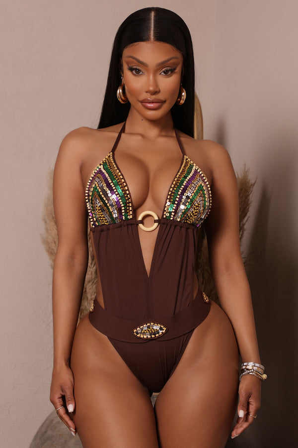 Oceana One Piece Swimwear- Brown