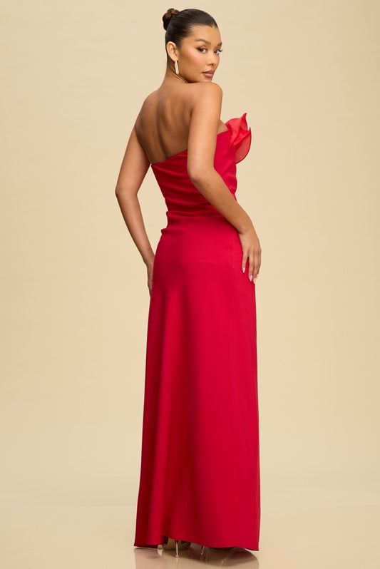 Sculptural Wave Dress- Red