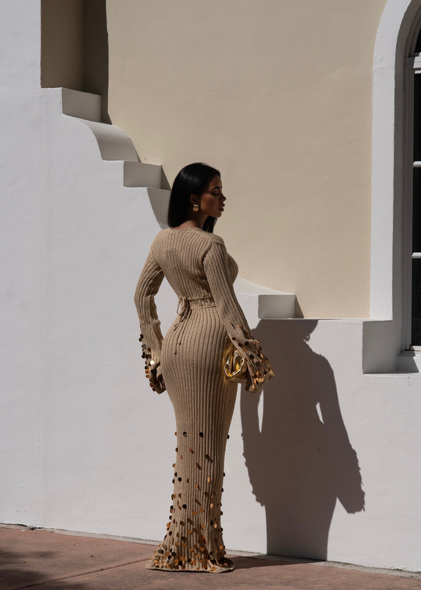Classy Moment Glistening Sequin Maxi Dress- Gold