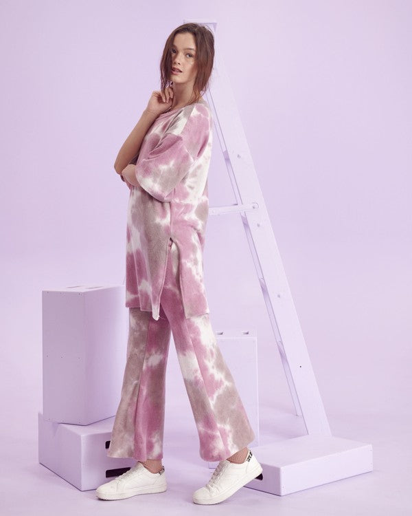 PLUS SIZE BRUSHED RIB TIE DYE SET- 2 COLORS