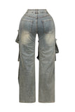 Snap On Button Baggy Jeans