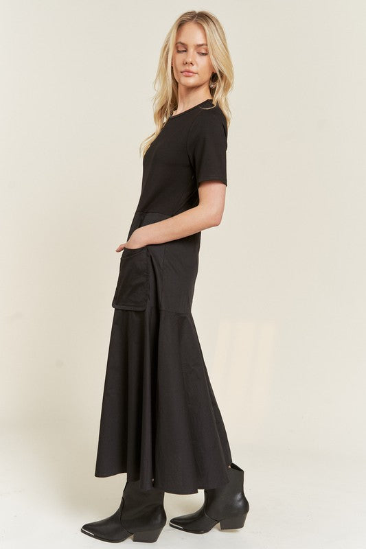 KNIT MIX DRESS- 2 COLORS