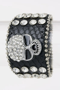 Crystal Skull Leather Bracelet