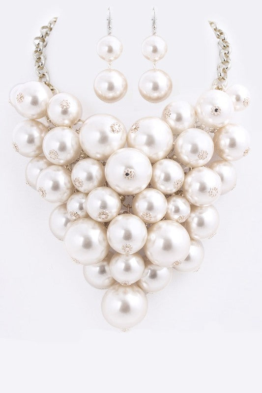 Mix Pearls Statement Necklace Set- 6 Colors