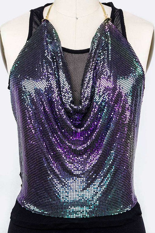Metallic Chainmail Iconic Halter Top-2 Colors