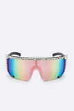 Rhinestone Shield Inspired Statement Sunglasses- 2 Colors