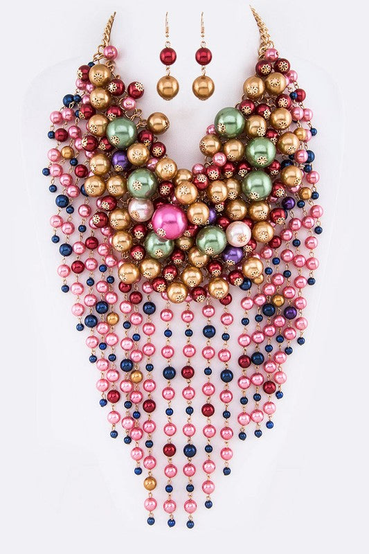 Head Turner Statement Mix Pearl Layer Necklace Set-12 Colors